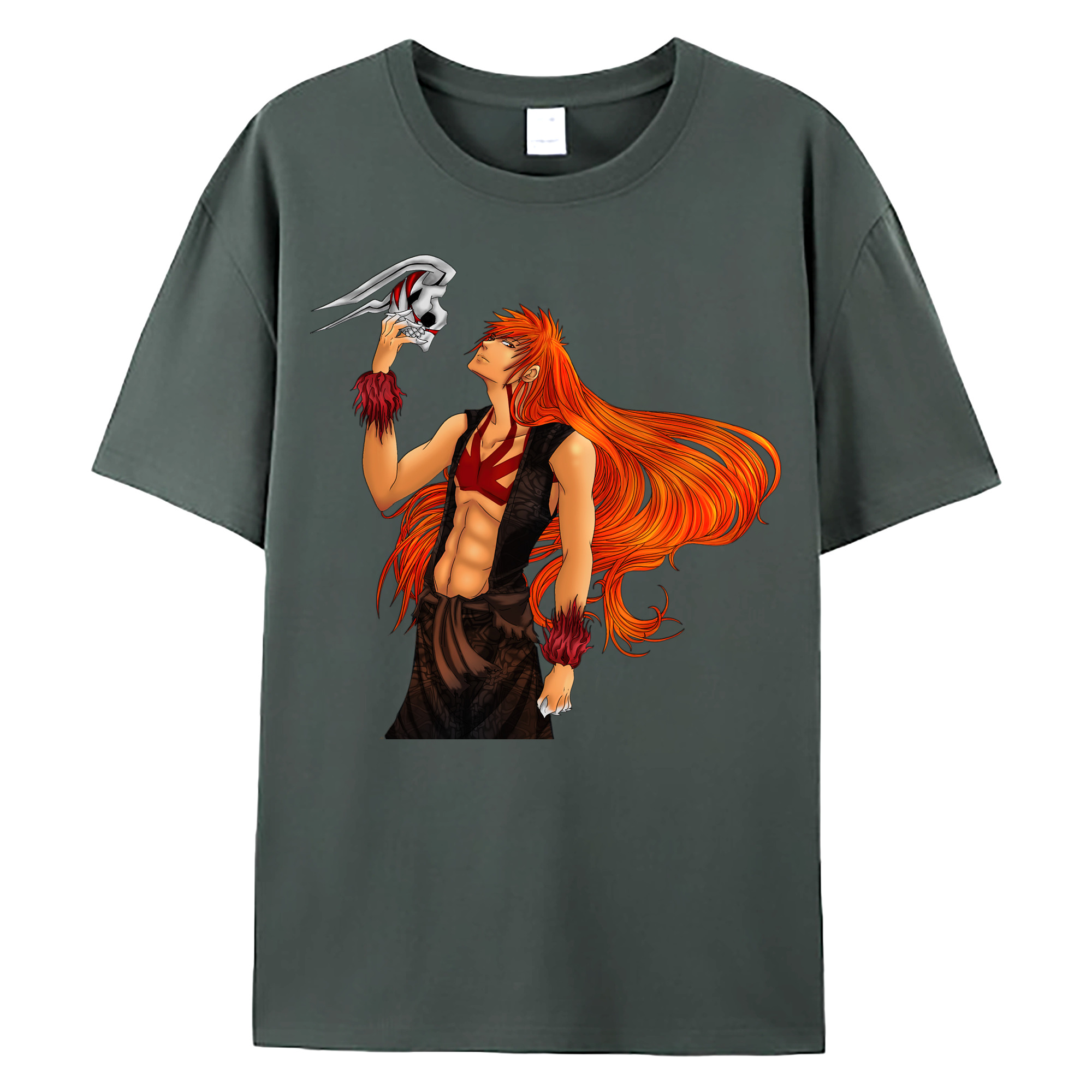 （画像用） ブリーチ 黒崎一護（くろさき いちご）BLEACH Kurosaki Ichigo 綿100％ メンズ半袖Tシャツ｜肌触りやわらか＆通気性